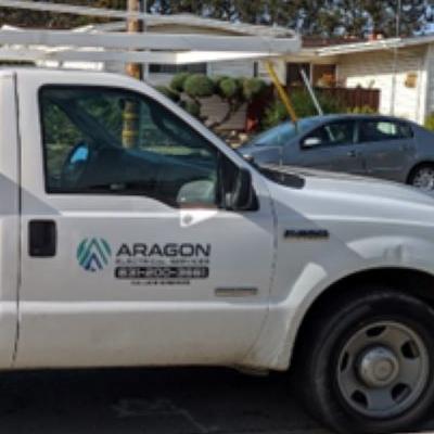 business truck with Aragon Electrical Services logo